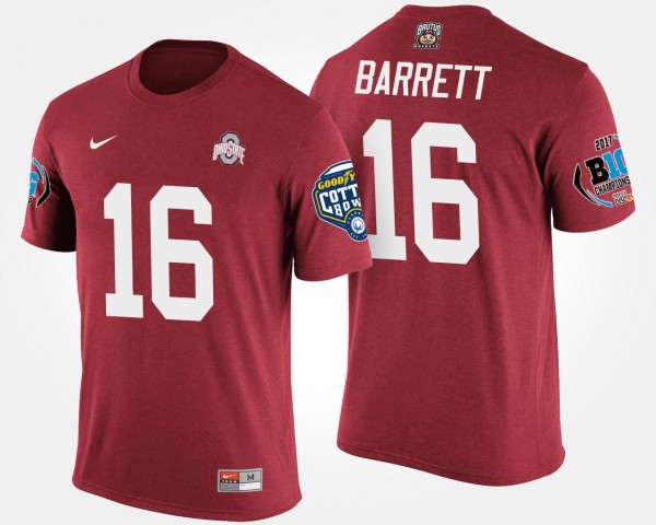 Ohio State Buckeyes J.T. Barrett Men's #16 Big Ten Conference Cotton Bowl Bowl Game Scarlet College Football T-Shirt 2404KLMO8